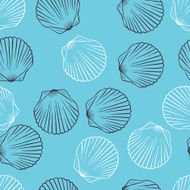 Seamless hand drawn texture of shells Vector Illustration