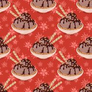 Seamless Ice Cream and Floral Pattern