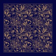 Ornamental Paisley pattern design for pocket square textile silk shawl