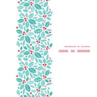 Vector christmas holly berries vertical frame seamless pattern background