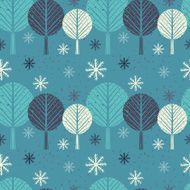 Seamless pattern with trees and snowflakes N2