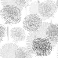 Seamless pattern of dandelions Hand-drawn floral background
