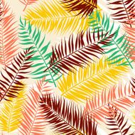 Seamless color palm leaves pattern Flat style N5