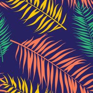 Seamless color palm leaves pattern Flat style N6