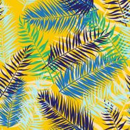 Seamless color palm leaves pattern Flat style N8