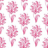 Pink paisley floral seamless pattern