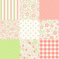 Set of seamless floral and geometric patterns Vector illustration