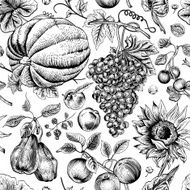 Autumn harvest Vector seamless vintage pattern