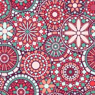 Colorful circle flower mandalas seamless pattern in pink