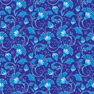 vector dark blue turkish floral seamless pattern background