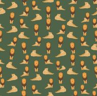 Seamless colorful background made of lions in flat design