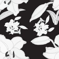 Seamless background of watercolor flowers Lilies flowers