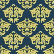 Vintage floral yellow damask seamless pattern