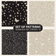 Set seamless graphic pattern of butterflies and birds