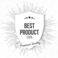 Best product shield isolated on blurred background with vintage style