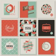 Restaurant menu designs - collection of retro-styled illustrations