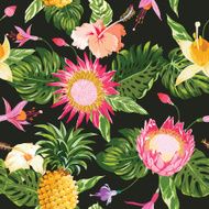 Tropical Flowers Background - Vintage Seamless Pattern