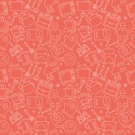Kitchen line icon pattern set