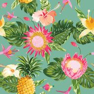 Tropical Flowers Background - Vintage Seamless Pattern N2
