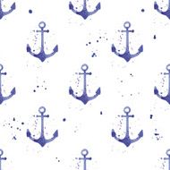 Watercolor seamless pattern with anchors