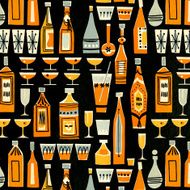 Cocktails and Liquor Bottle Pattern