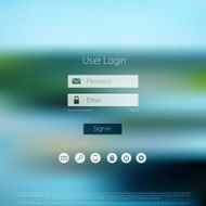 Login form page with blurred background Web site template ui