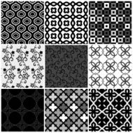 Collection of seamless black &amp; white pattern N4