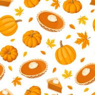 Seamless pattern with pumpkin pies and pumpkins Vector illustration