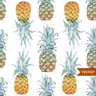 watercolor tropical pineapple exotic pattern N2