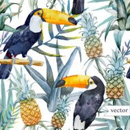 watercolor tropical pineapple exotic pattern N3