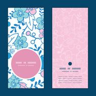 Vector blue and pink kimono blossoms vertical round frame pattern
