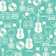 Seamless pattern with musical instruments in flat design style
