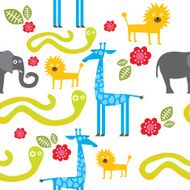 Zoo animals seamless pattern N2
