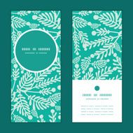 Vector emerald green plants vertical round frame pattern invitation greeting N2