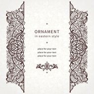 Vector lace card in Eastern style on scroll work background N3