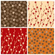 Oriental Cherry Flower Sakura Flower Pattern Vector