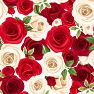 Seamless pattern with red and white roses Vector illustration