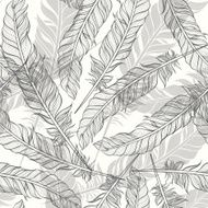 Seamless pattern with feathers Hand-drawn monochrome vector background