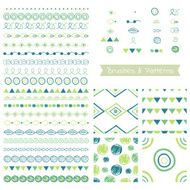 Set of decorative elements vector brushes borders patterns