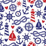 Seamless pattern with sea elements