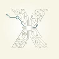 Letter X (Cut out electronic conductive tracks)