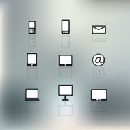 Communication flat icon on blur background