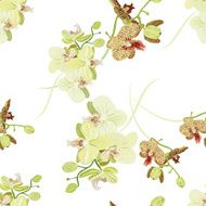 Green orchid seamless vector pattern EPS10