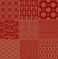 seamless chinese traditional background set