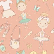 Pattern with little cute ballerinas