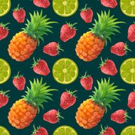 Watercolor seamless pattern with fruits and berries N2