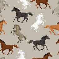 Seamless pattern with horse in flat style