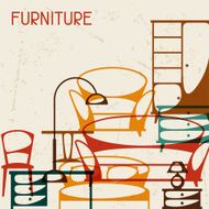 Interior background with furniture in retro style