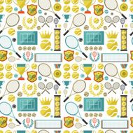 Sports seamless pattern with tennis icons in flat design style