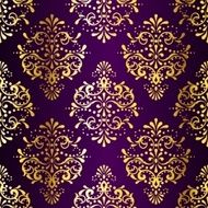 Intricate Gold-on-Purple seamless sari pattern